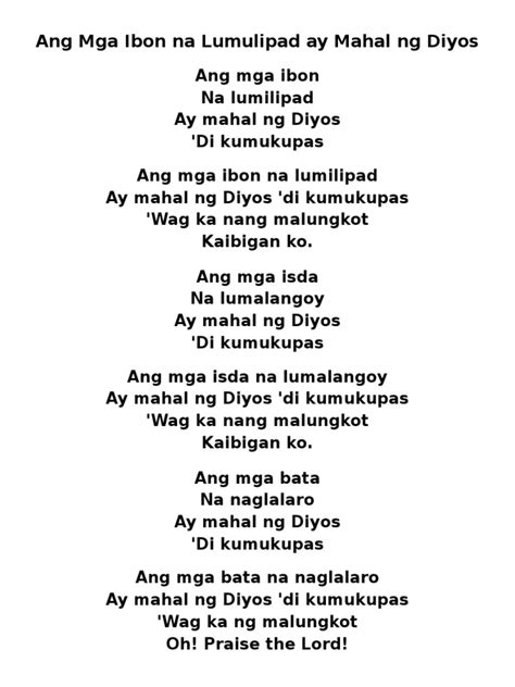 ANG MGA IBON LYRICS .